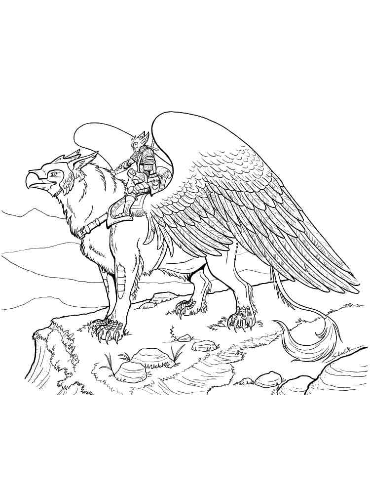 Griffon and Rider coloring page