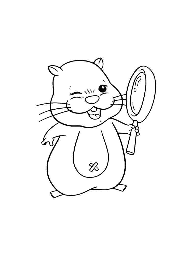 Hamster with magnifier coloring page