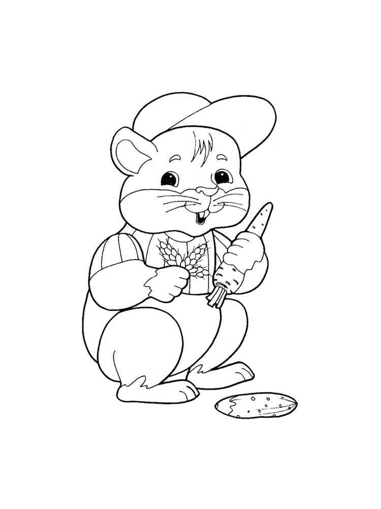 Hamster in Cap coloring page