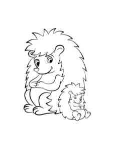 Mother and baby hedgehog coloring page