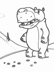 Hippo stands on his back legs coloring page