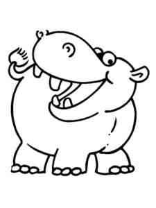 Happy Cartoon Hippo coloring page