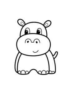 Funny Little Hippo coloring page
