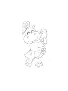 Hippo dancing coloring page