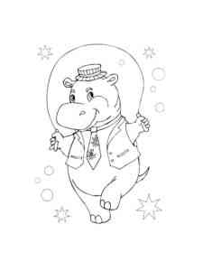 Hippo jumping rope coloring page