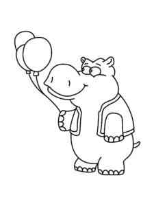 Hippo with balloons coloring page