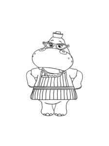 Hippo in glasses coloring page