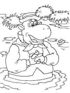 Hippo in swamp coloring page