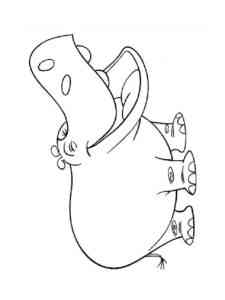 Happy Cartoon Hippo 3 coloring page