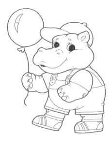 Little Hippo with balloon coloring page