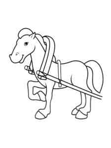 Horse with harness coloring page