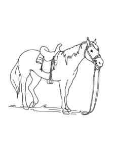 Horse with saddle coloring page
