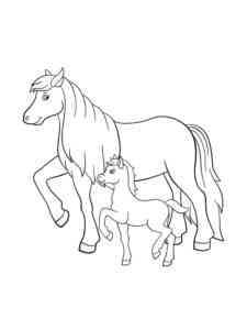 Horse with foal coloring page