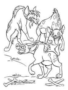 Three Cartoon Hyenas coloring page