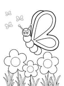 Butterfly in flowers coloring page