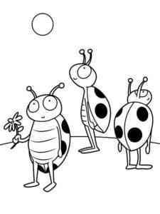 Three Ladybugs Insect coloring page