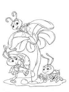 Three Cartoon Ants coloring page
