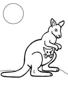 Cartoon Baby Kangaroo in the Pouch coloring page