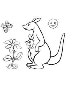 Kangaroo and flower coloring page