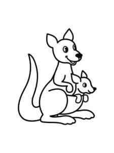 Cute Kangaroo and Baby coloring page
