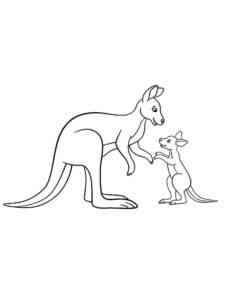 Mother and kangaroo baby coloring page