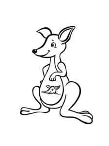 Cute Kangaroo with cub coloring page