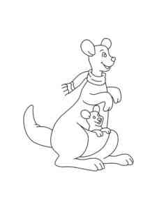 Cartoon Kangaroo with Baby coloring page