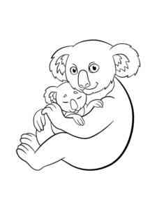 Koala with cub coloring page
