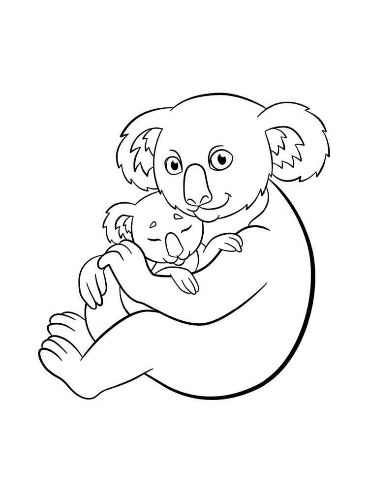 Koala with cub coloring page