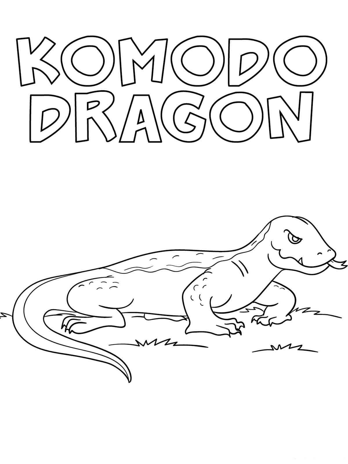 Cute Komodo Dragon coloring page