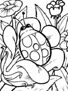 Ladybug in flower coloring page