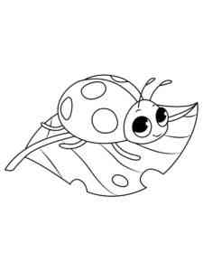 Cute Ladybug on a leaf coloring page
