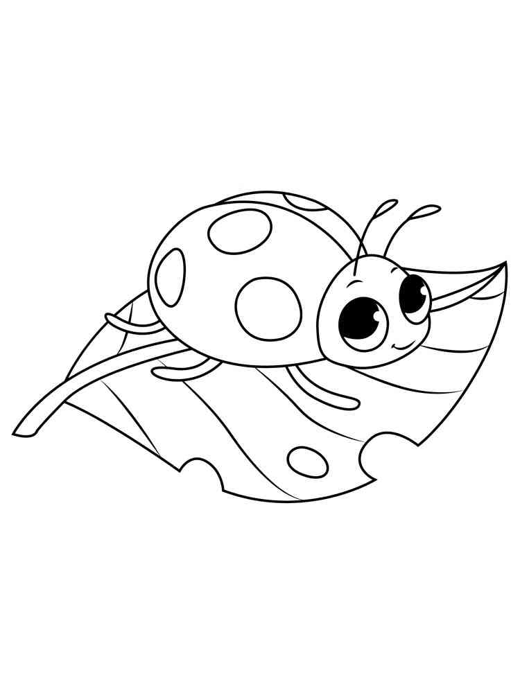 Cute Ladybug on a leaf coloring page