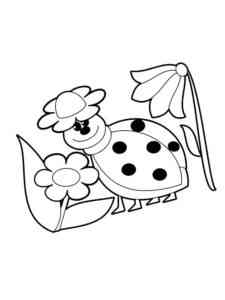 Ladybug and Flowers coloring page