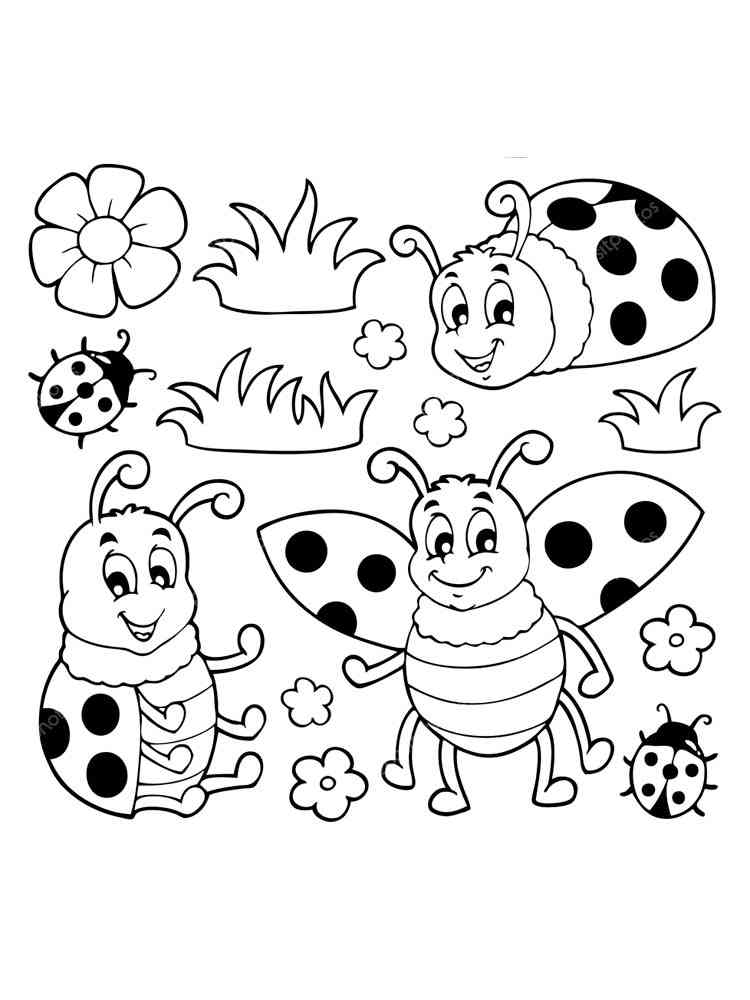 Cartoon Ladybugs coloring page