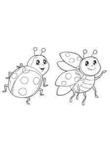 Happy Cartoon Ladybug coloring page