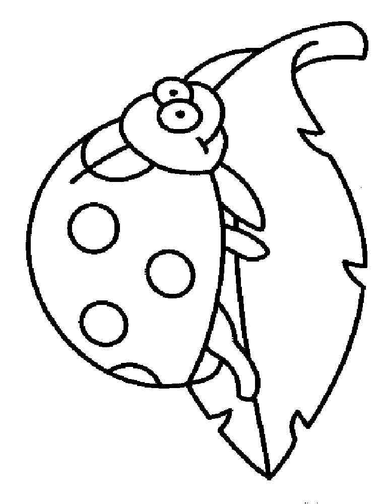 Funny Ladybug on a leaf coloring page
