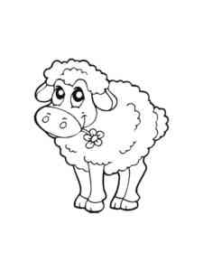 Lamb with flower coloring page