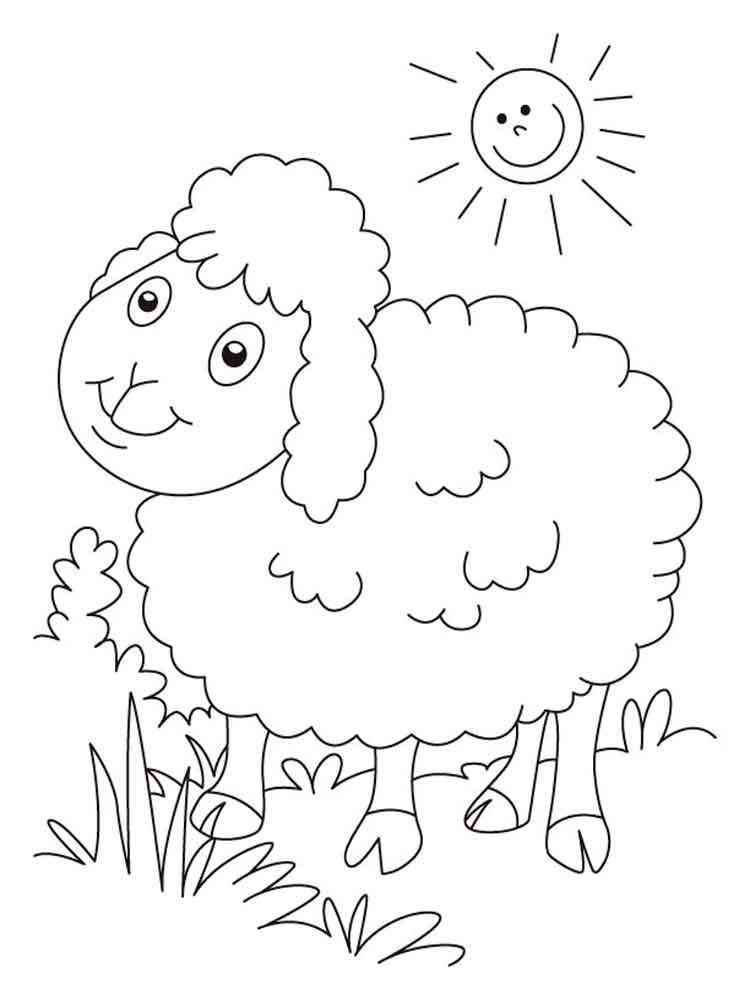 Lamb and the sun coloring page