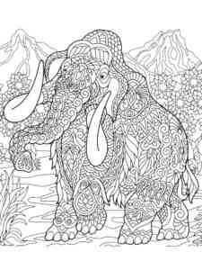Zentangle Mammoth coloring page