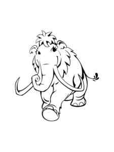 Happy Cartoon Mammoth coloring page