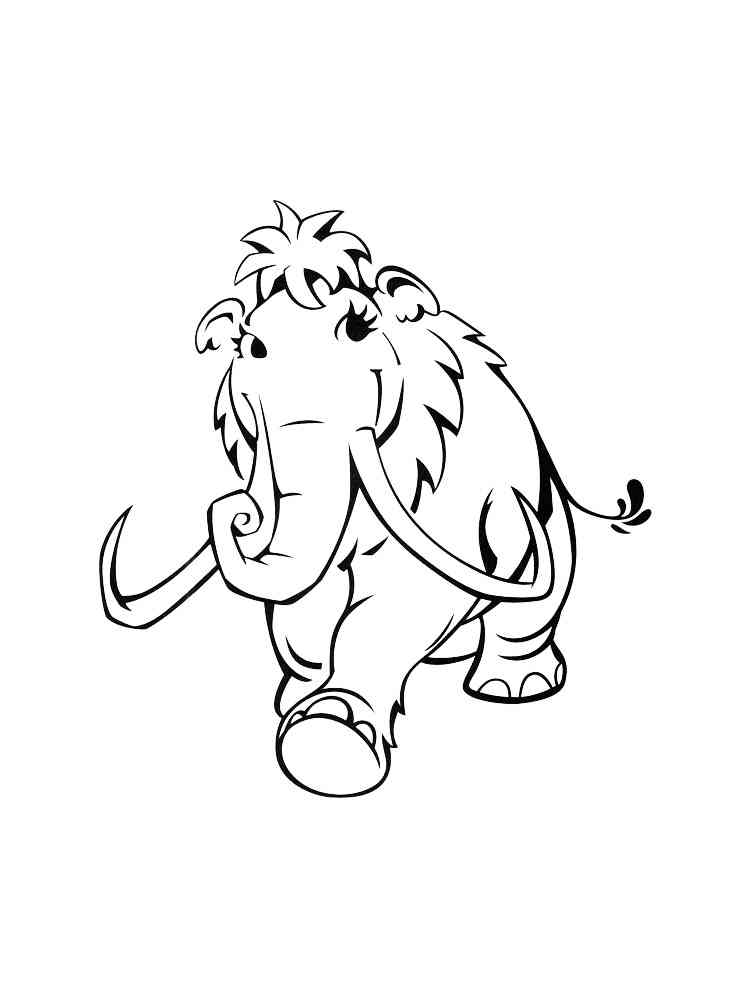 Happy Cartoon Mammoth coloring page