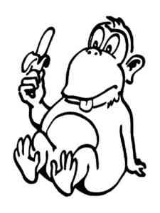 Funny Monkey with a banana coloring page
