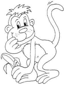 Monkey with banana coloring page