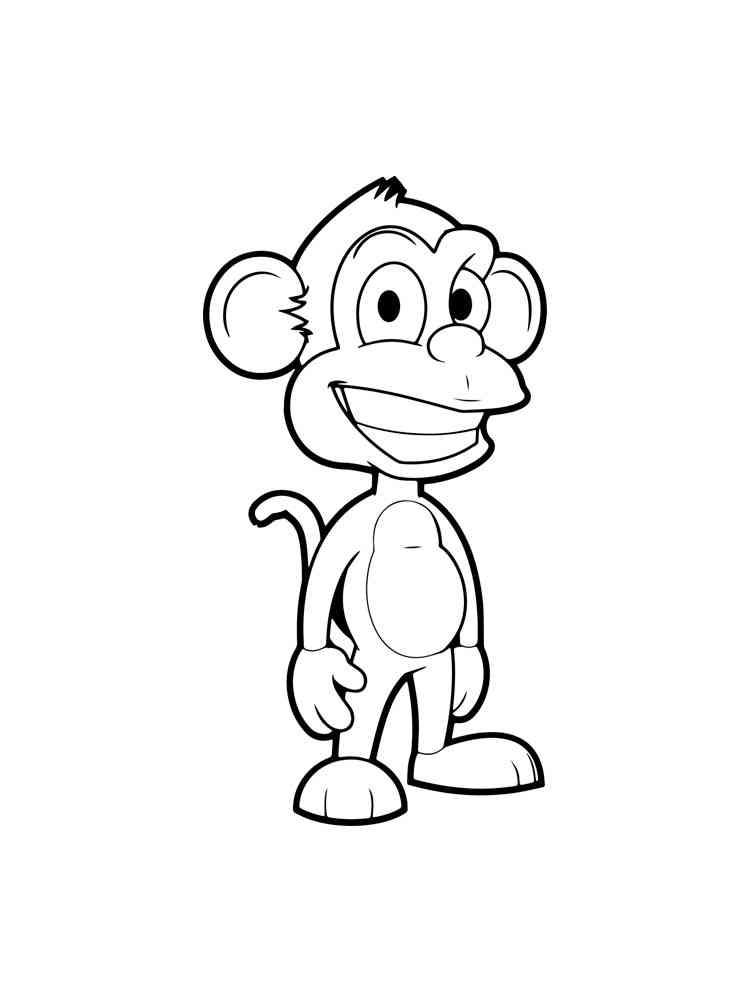 Monkey is smiling coloring page