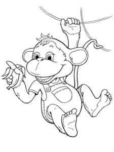 Simple Cartoon Monkey coloring page