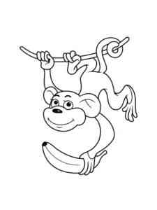 Monkey with a banana coloring page