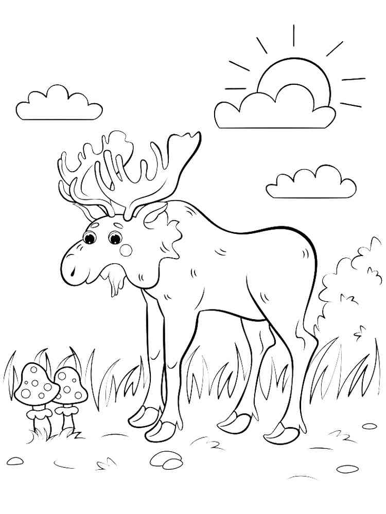 Funny Cartoon Moose coloring page