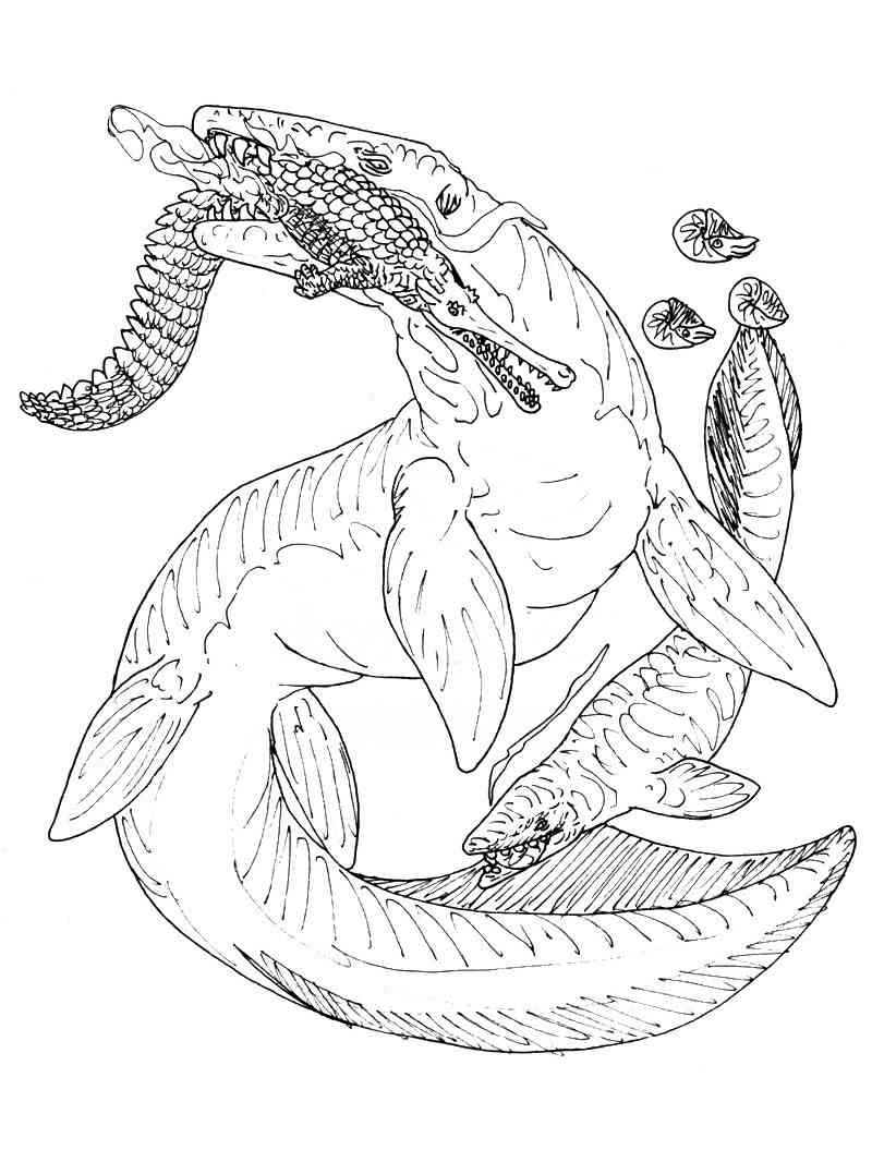 Mosasaurus grabbed a crocodile coloring page
