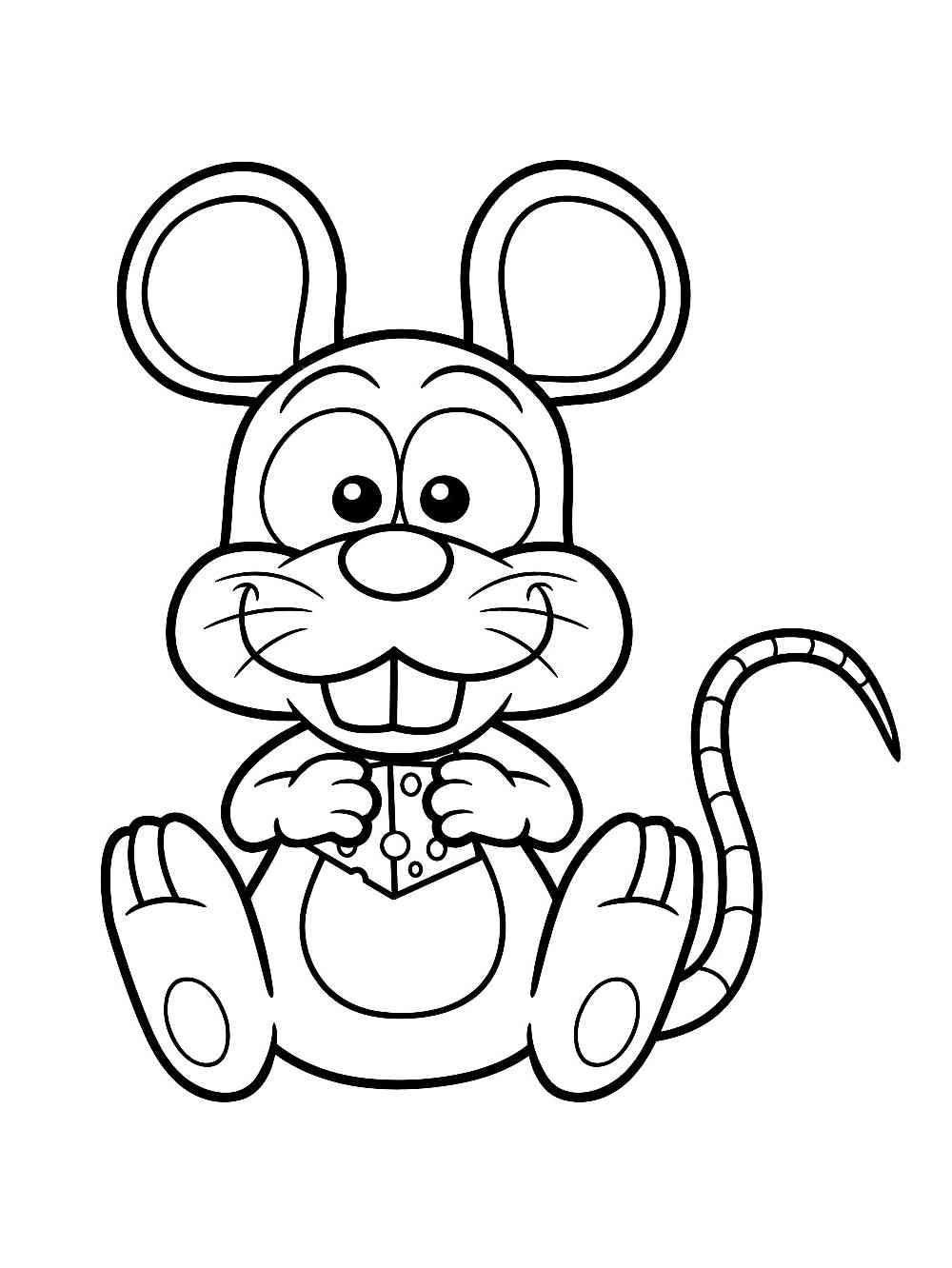 Happy Mouse and Cheese coloring page